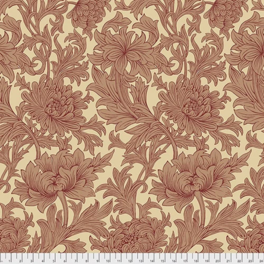 Combed Cotton Backing Fabric - Chrysanthemum Toile - Red: 3 Yard Cut