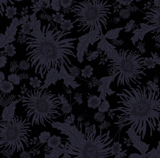 Bloom- Black Floral 108" Wide Back *Precut 100" Piece