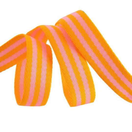 Tula Pink- Pink And Orange Webbing: Sold By the Yard- Cut Continuously