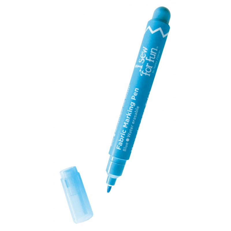 Clover "I Sew For Fun" Blue Fabric Marking Pen, Water Erasable