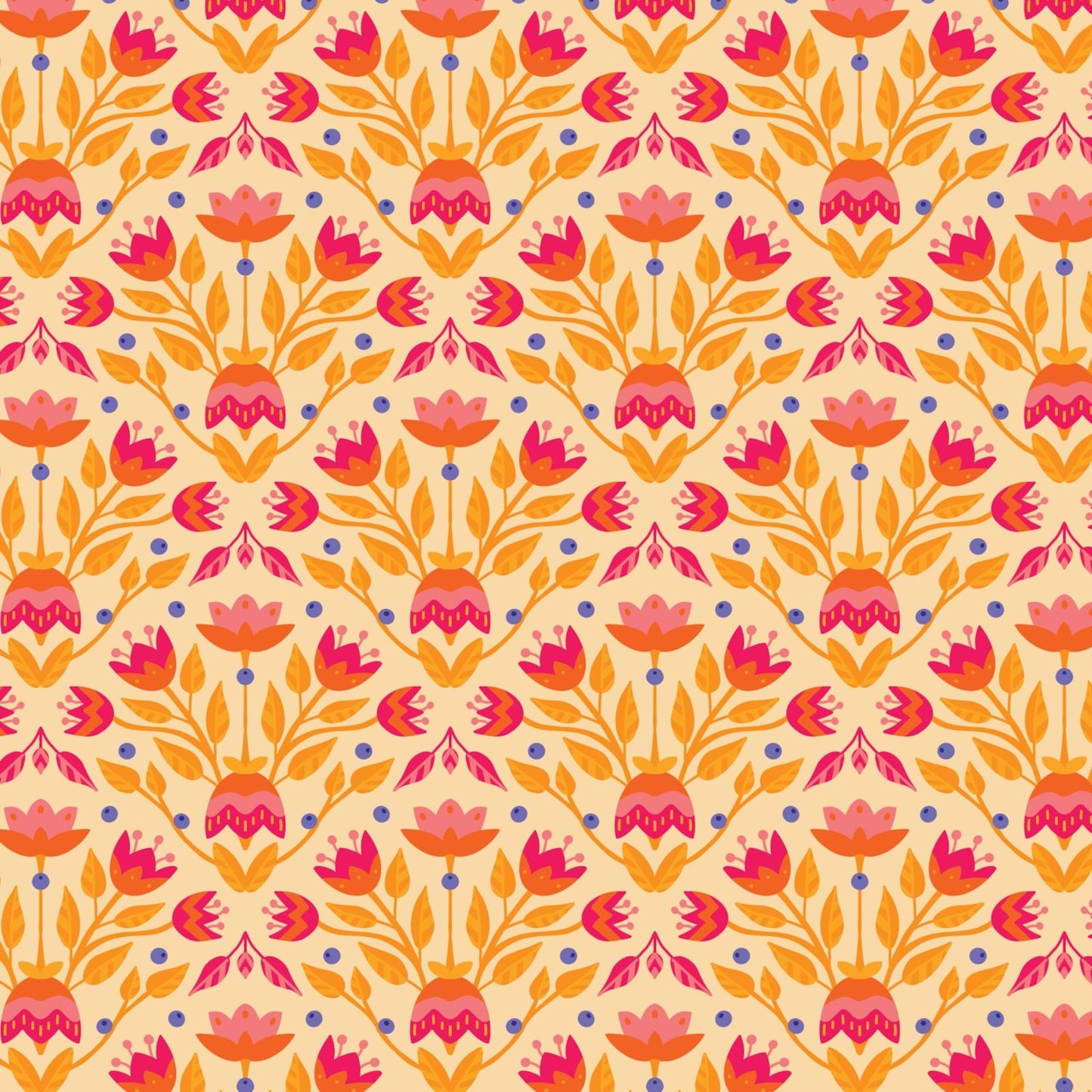 Blooming Garden- Orange Full Bloom: Sold by the 1/2 Yard