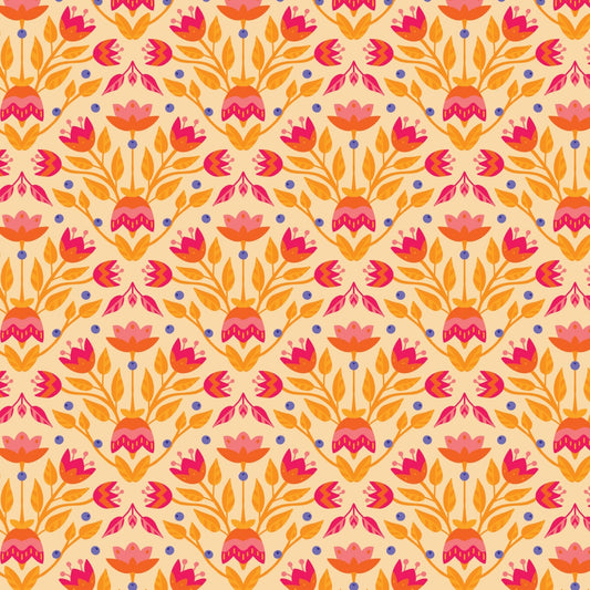 Blooming Garden- Orange Full Bloom: Sold by the 1/2 Yard