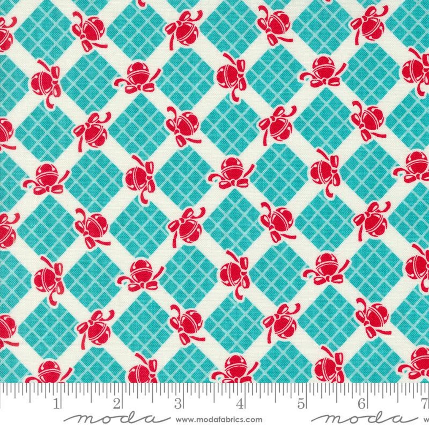 Kitty Christmas- Frost Bells: Sold by the 1/2 yard