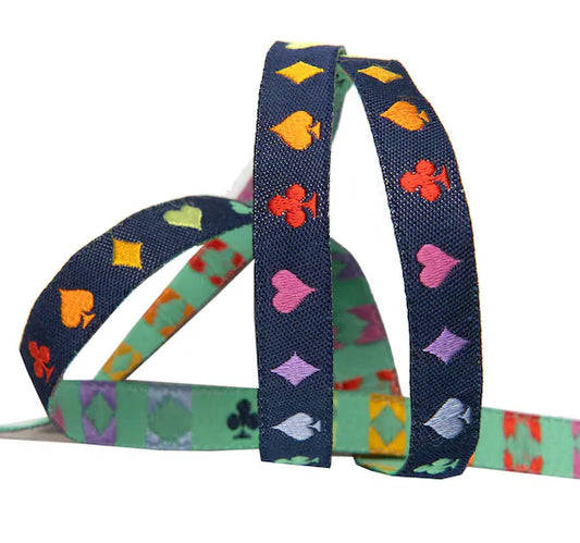 Curiouser & Curiouser- Navy Suited and Booted 3/8" Ribbon: 2 Yard Individual Cuts