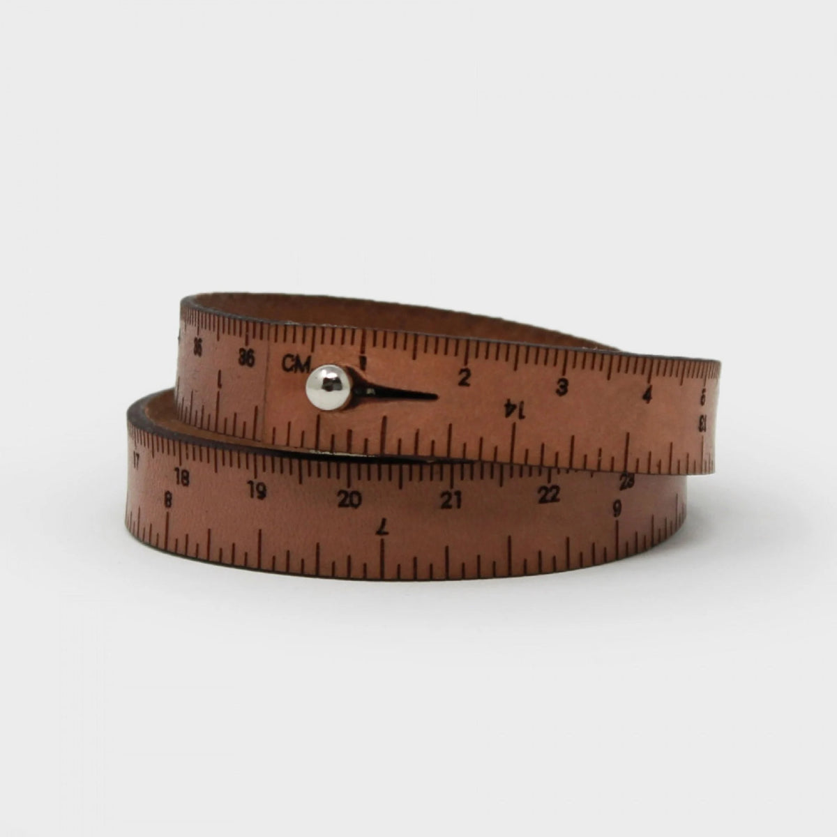 Leather Wrist Ruler - Wrap Bracelet - 18" -  Medium Brown - Made In The USA