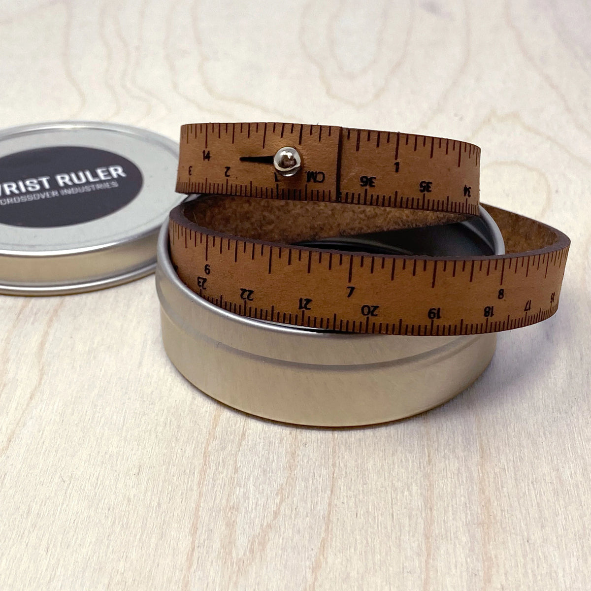 Leather Wrist Ruler - Wrap Bracelet - 18" -  Medium Brown - Made In The USA