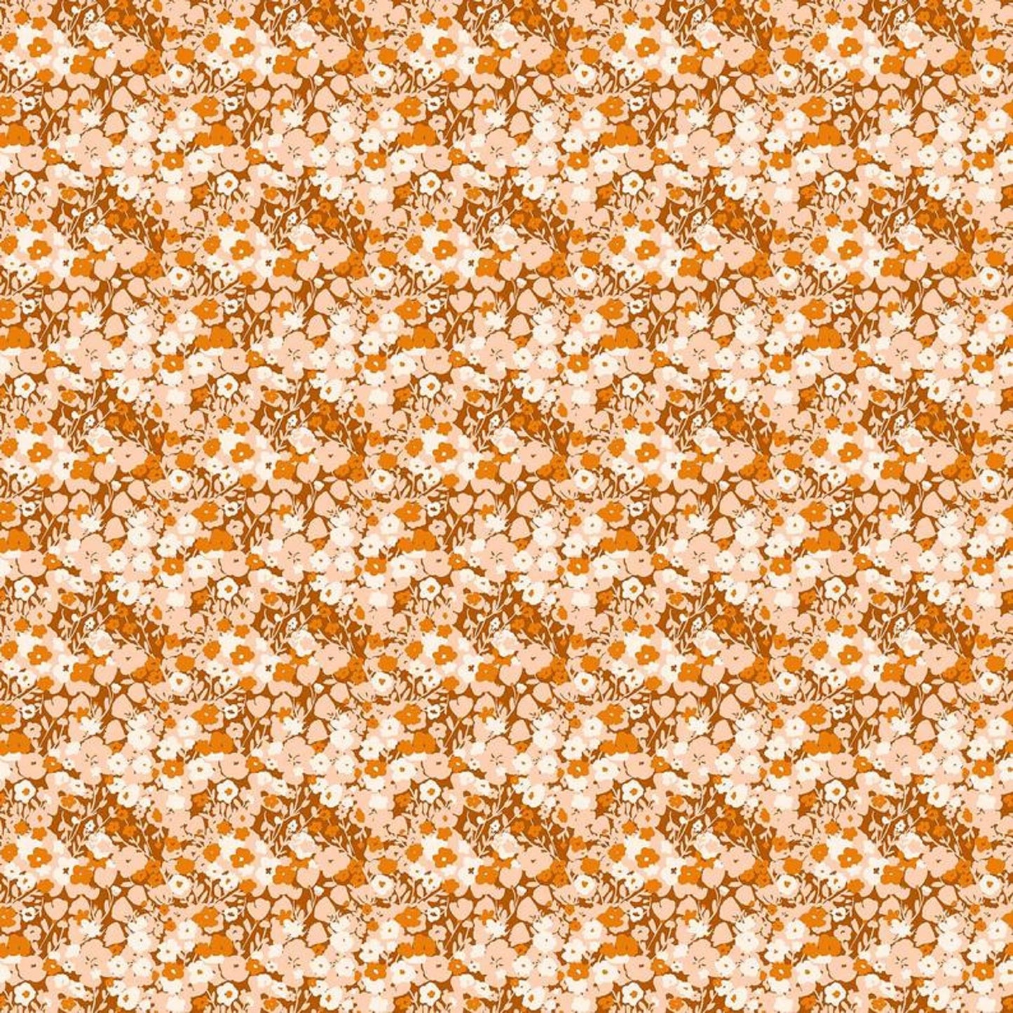 Summer's End- Small Flowers- Rust Multi: Sold by the 1/2 yard.