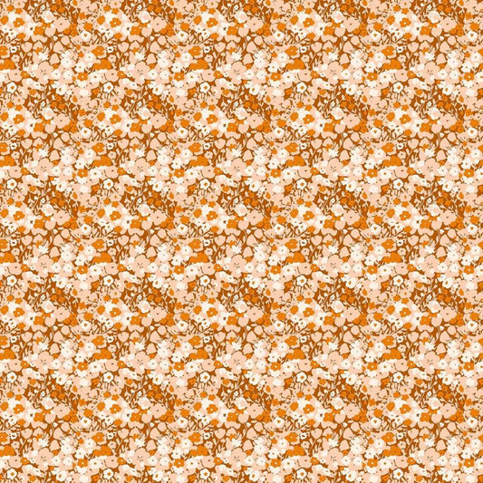 Summer's End- Small Flowers- Rust Multi: Sold by the 1/2 yard.