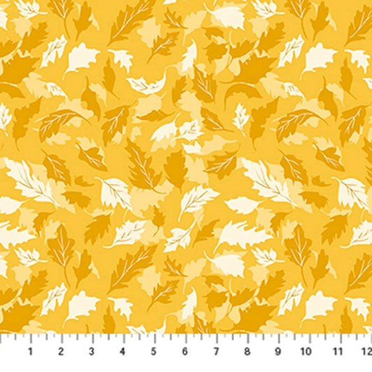 Summer's End- Leaves- Yellow: Sold by the 1/2 yard.