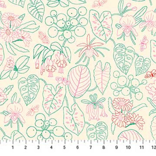 Glasshouse- Embroidery Beige: Sold by the 1/2 yard.