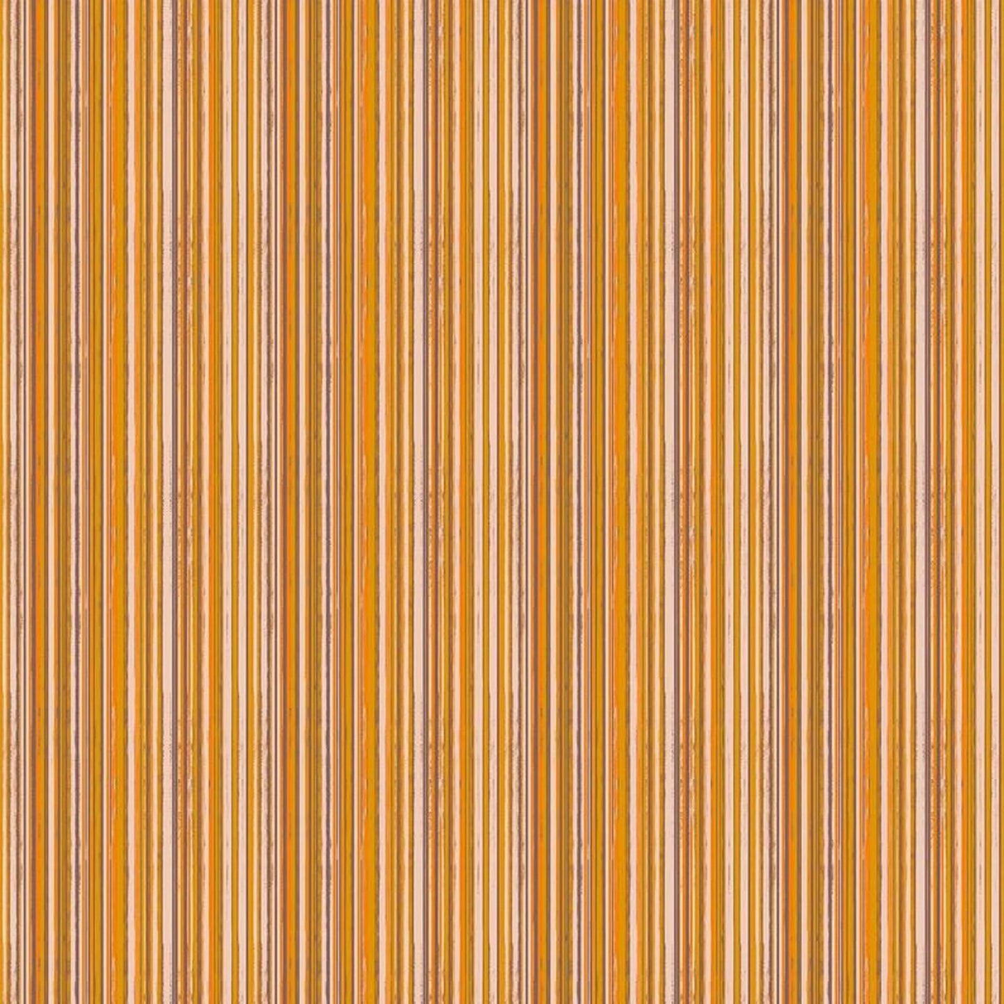 Summer's End- Stripe- Orange Multi: Sold by the 1/2 yard.