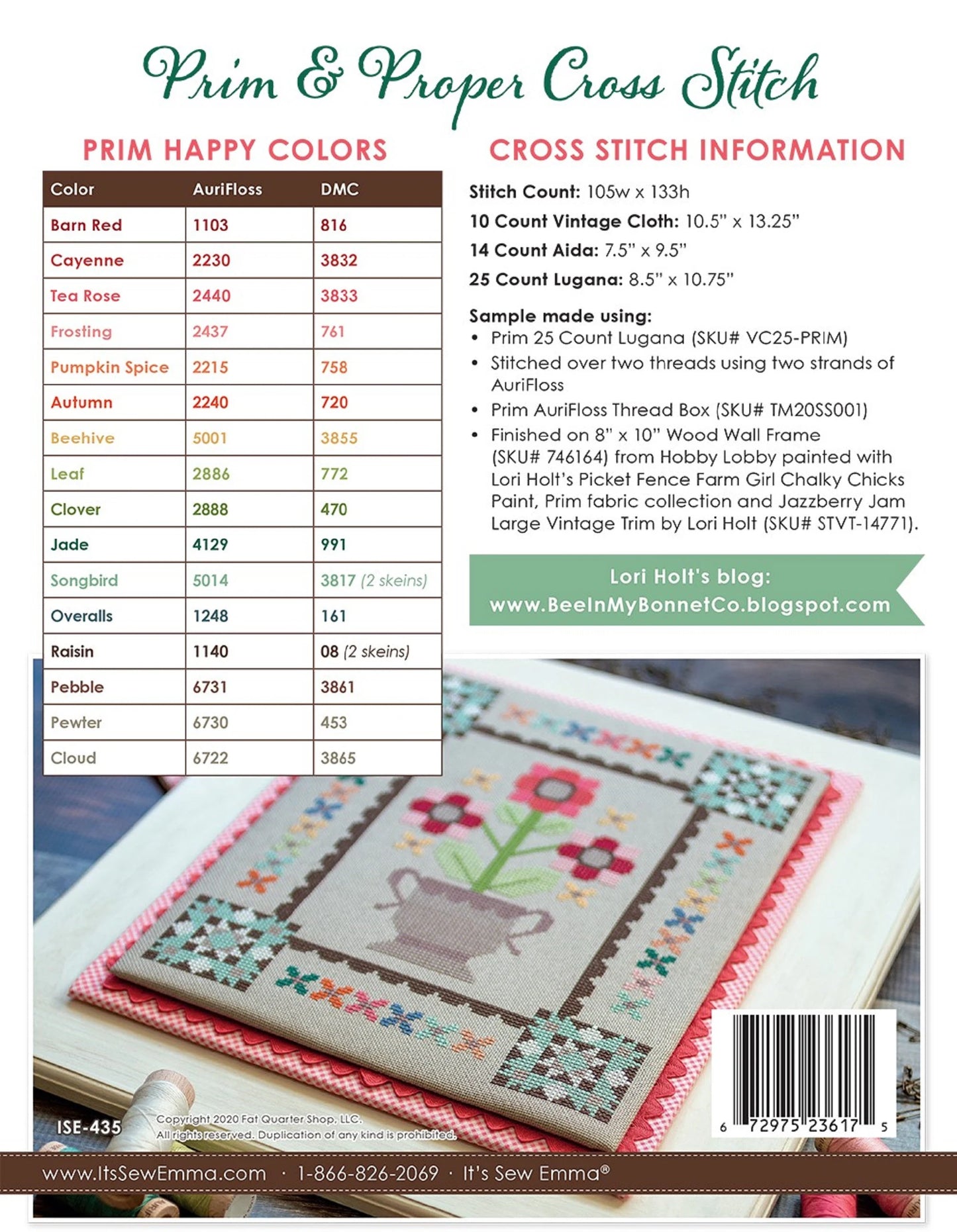 Prim & Proper- It's So Emma Stitchery - Cross-Stitch Pattern