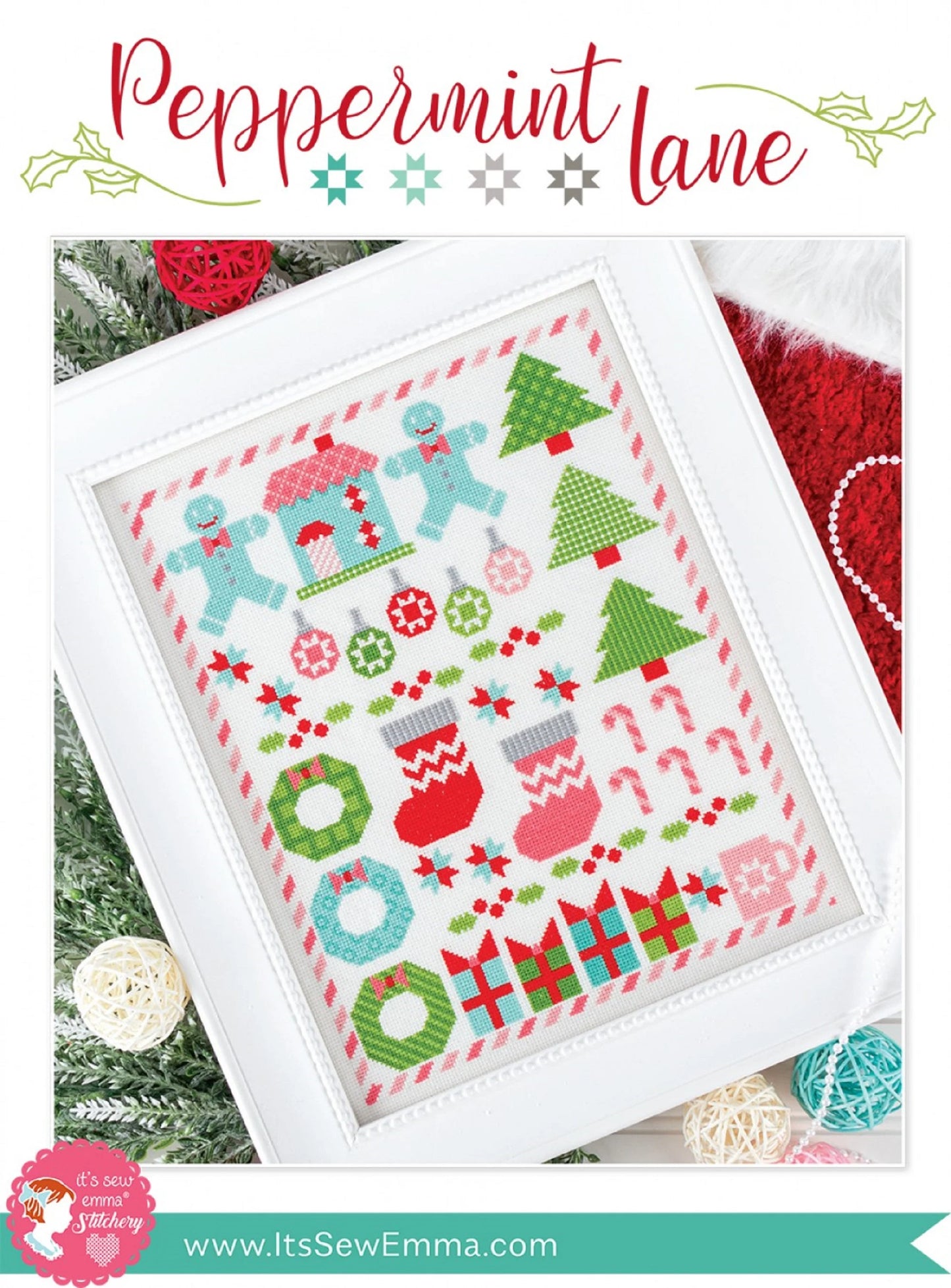 Peppermint Lane- It's Sew Emma Stitchery - Cross-Stitch Pattern