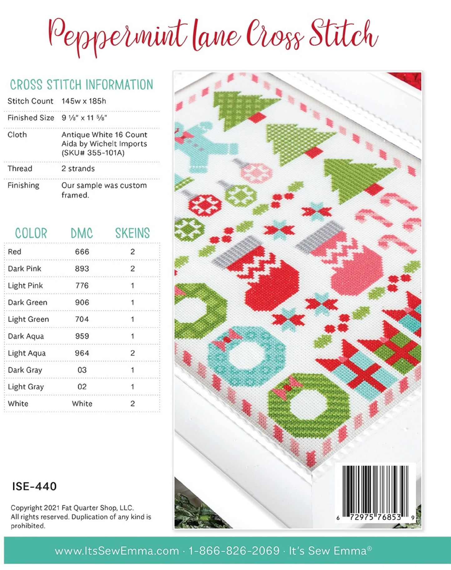 Peppermint Lane- It's Sew Emma Stitchery - Cross-Stitch Pattern