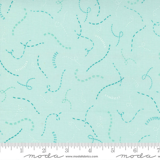 Sew Wonderful- Stitch In Time Soft Aqua: Sold by the 1/2 Yard