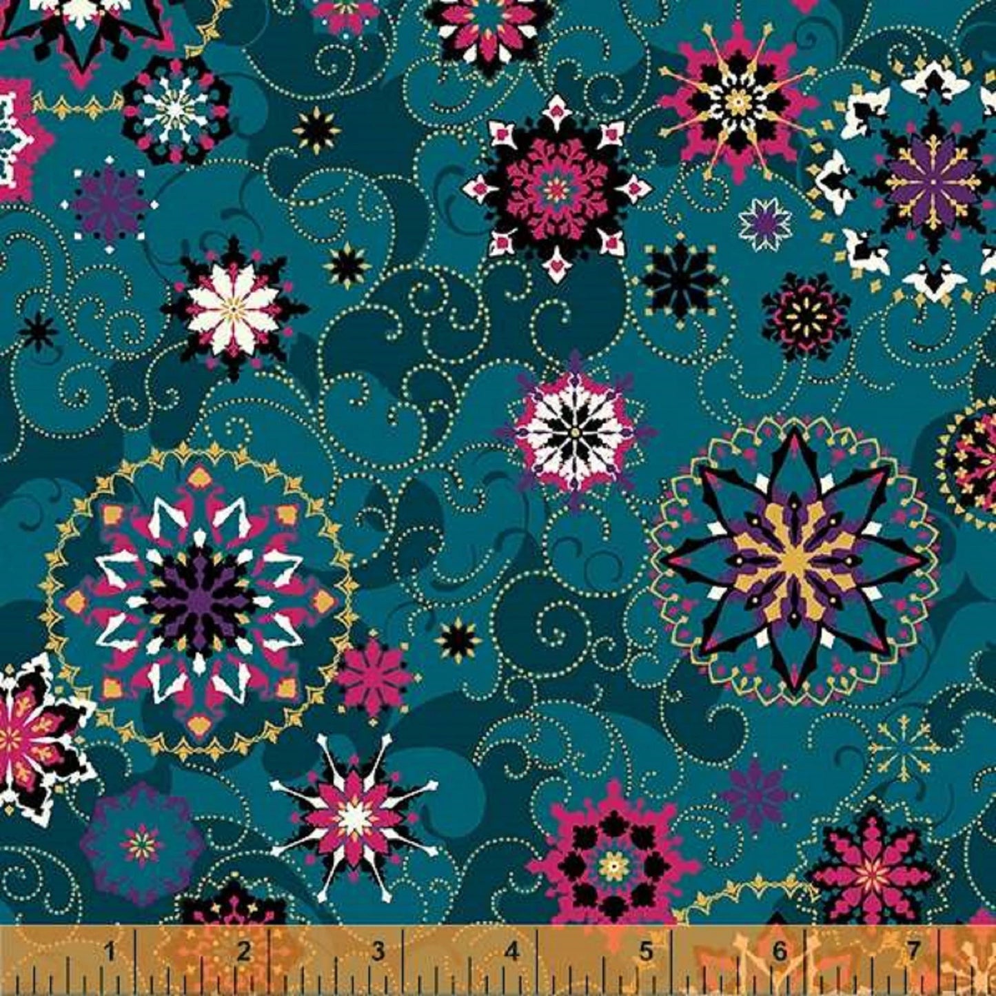 Talisman- Teal Winter Medallion 108" Quilt Backing: 3.5 yard cut