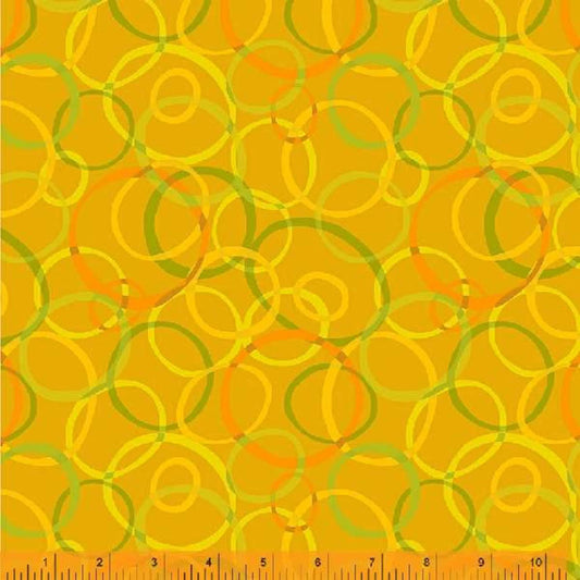 Color Wheel- Ochre Rings: Sold By The 1/2 Yard