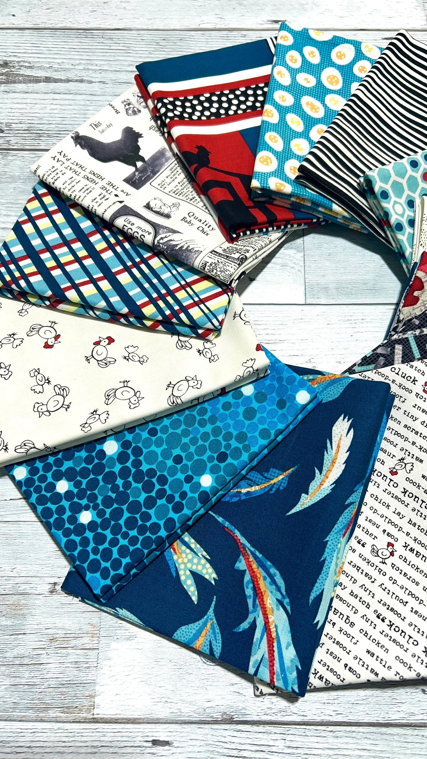 Zooming Chickens by  Timna Tarr / Studio E Shop Assembled Fat Quarter Bundle