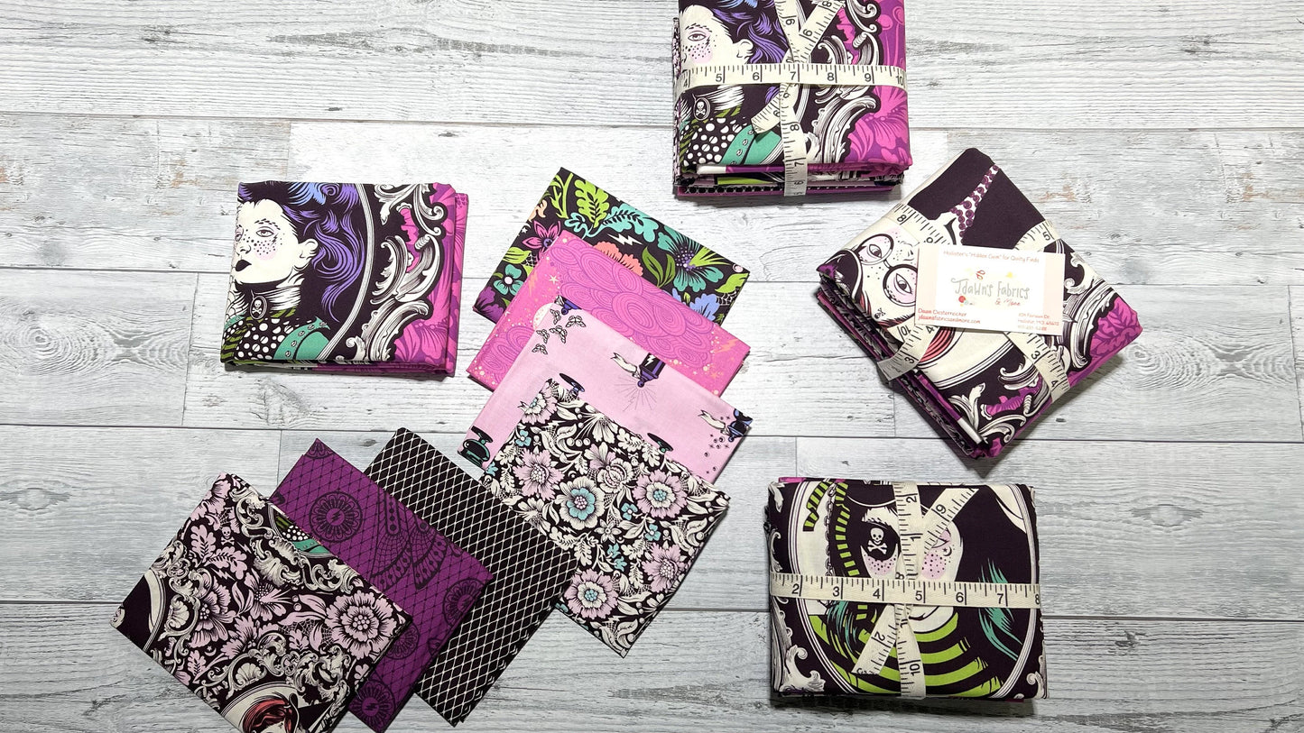 Nightshade "Deja Vu" by Tula Pink / FreeSpirit 8 pc Shop Assembled Fat Quarter Bundle (Includes One Yard of Large Cameos)