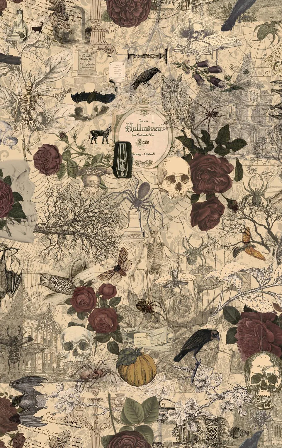 3 Sisters Haunted Mansion- Multi Collage: Sold by the 1/2 yard