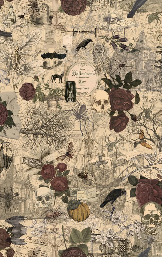 3 Sisters Haunted Mansion- Multi Collage: Sold by the 1/2 yard