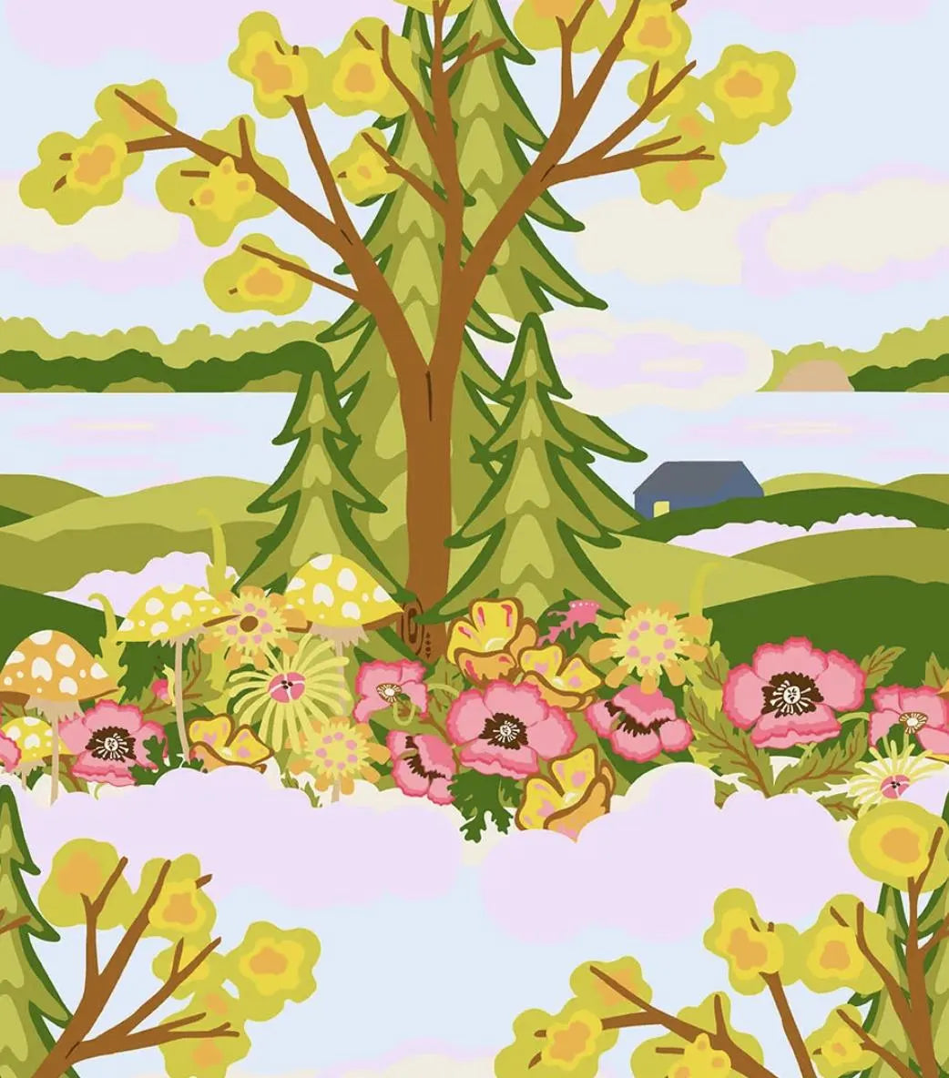 Camp Kitschy Lala- Summer Echo: Sold by the 1/2 yard