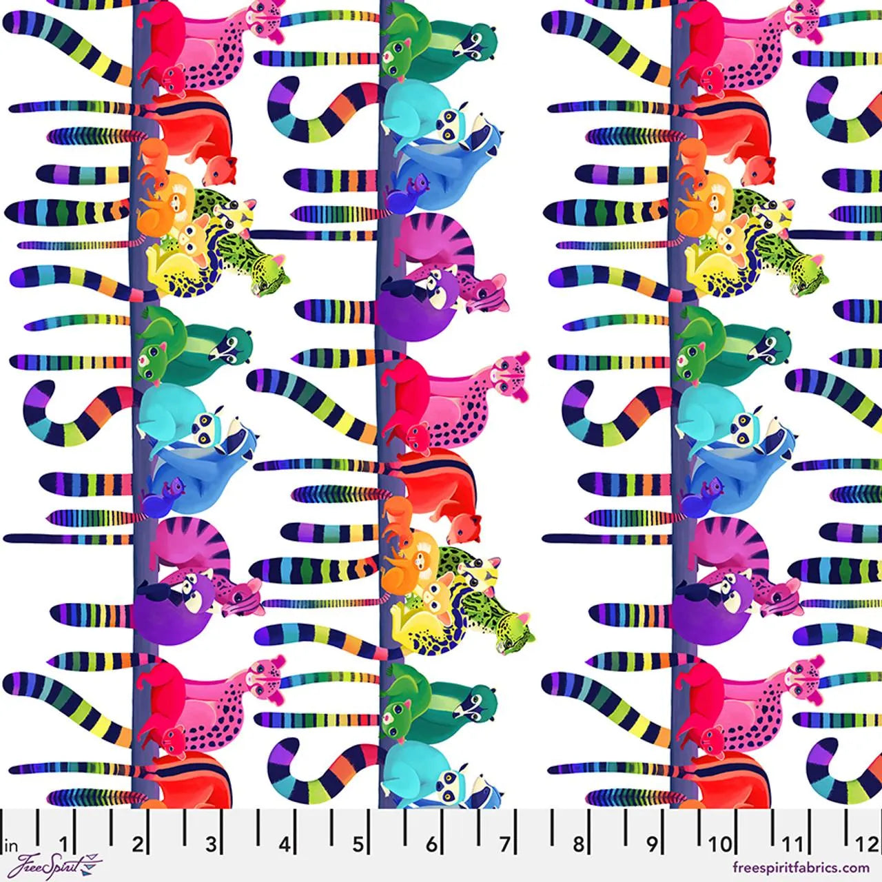 Love in the Wild- White Ringtail Love Day: Sold by the 1/2 yard