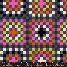 Catnap- Black Granny Square Rayon: Sold by the 1/2 yard