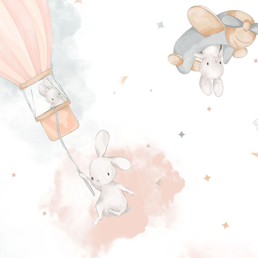 Honey Bunny- White Bunny in the Clouds MINKY: Sold by the 1/2 yard