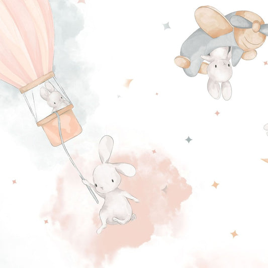 Honey Bunny- White Bunny in the Clouds MINKY: Sold by the 1/2 yard