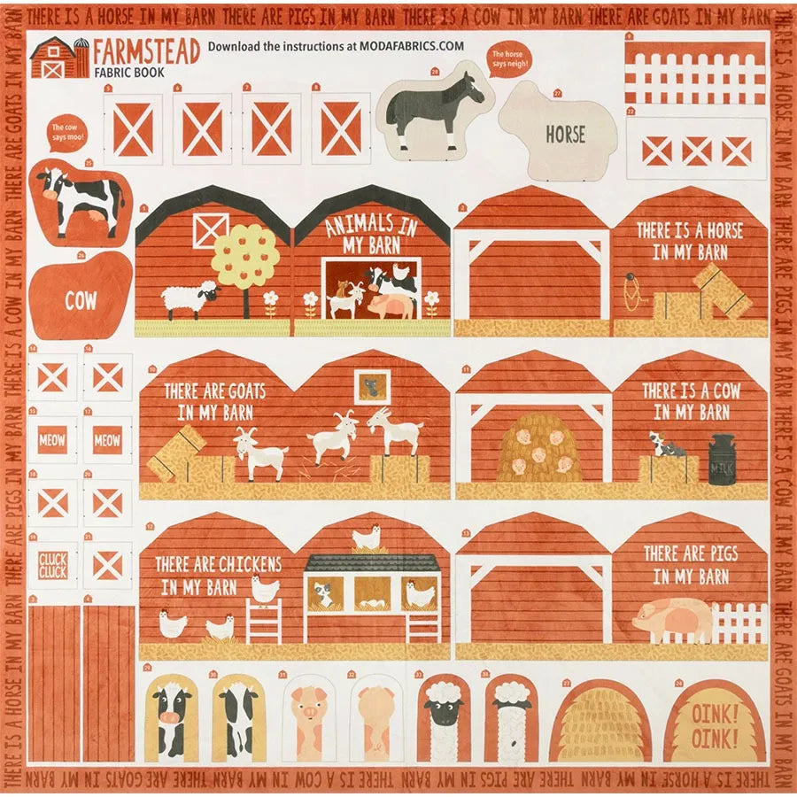 Farmstead Cuddle- Cut and Sew Cuddle Book 42" Panel: Sold by the PANEL