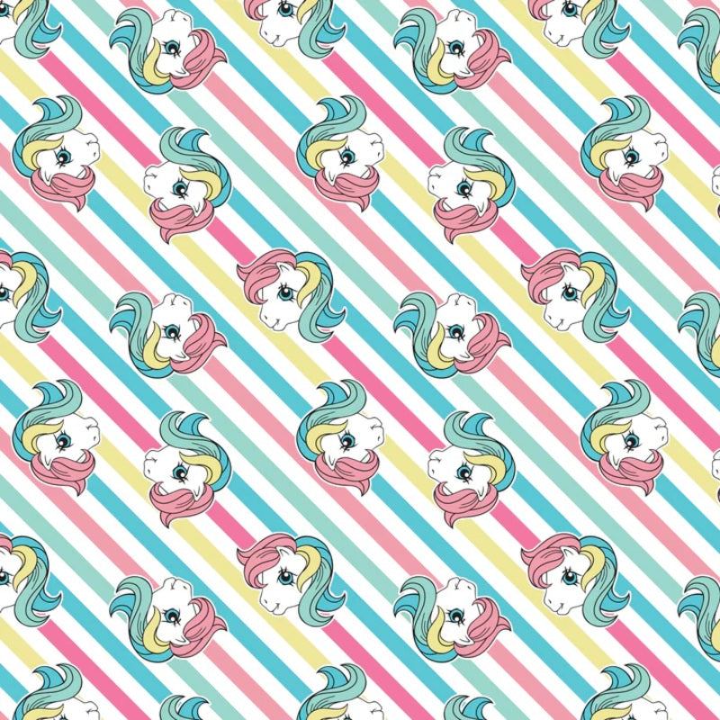 My Little Pony Retro- Multi Pony Stripe: Sold by the 1/2 yard.