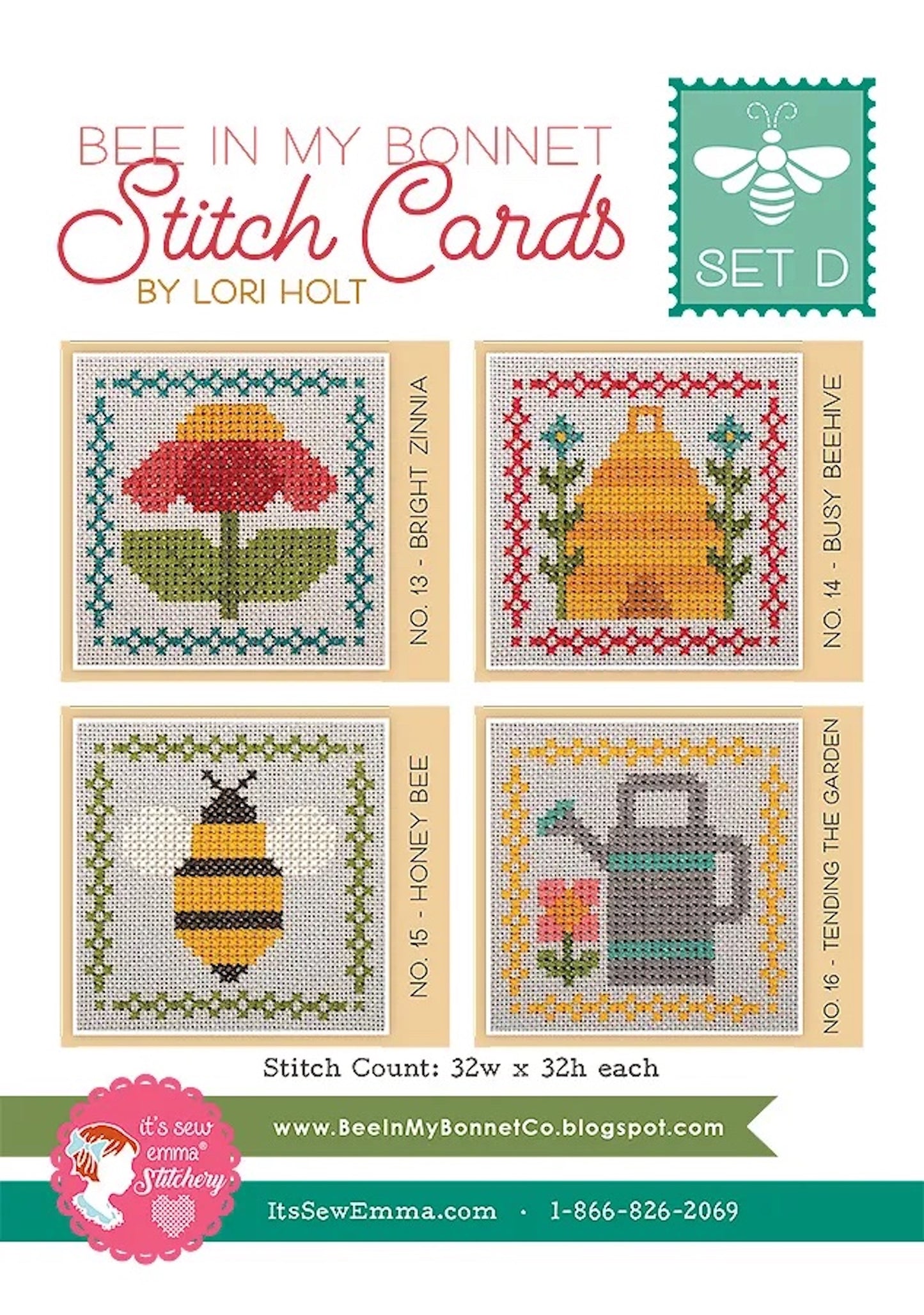 Bee In My Bonnet Stitch Cards- Set D