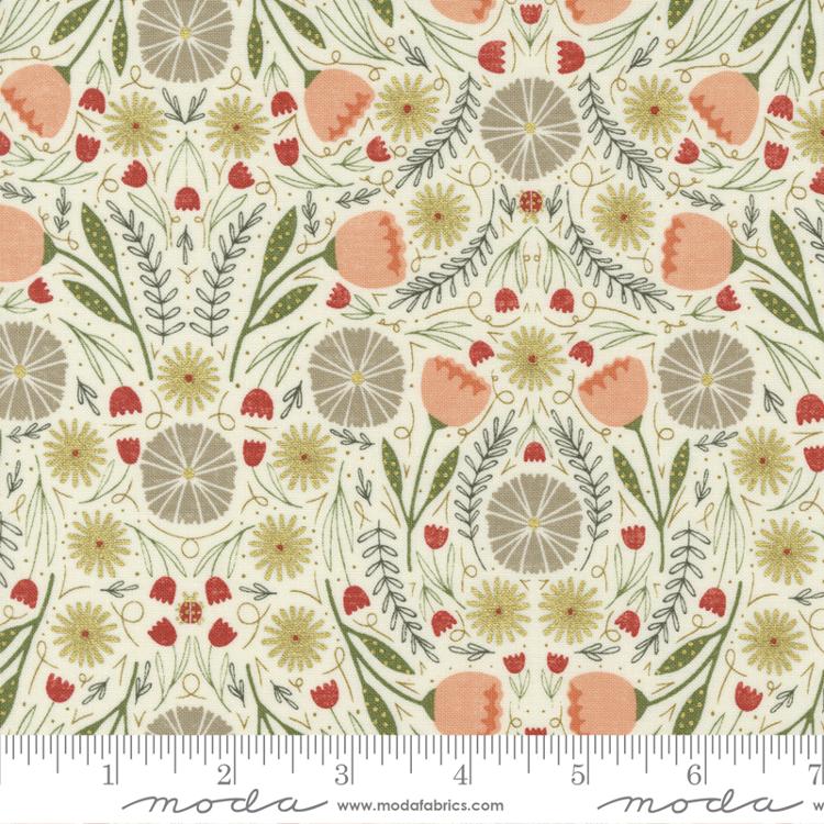 Meadowmere- Metallic Moody Florals Blender- Cloud: Sold By The 1/2 Yard- Cut Continuously