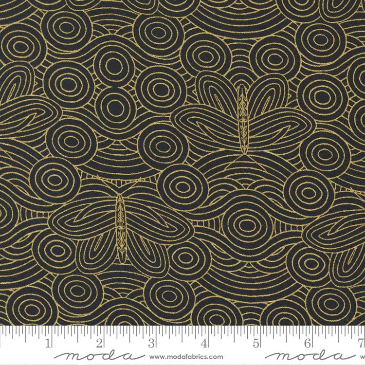 Meadowmere- Metallic Butterfly In The Sky Blender- Night: Sold By The 1/2 Yard- Cut Continuously
