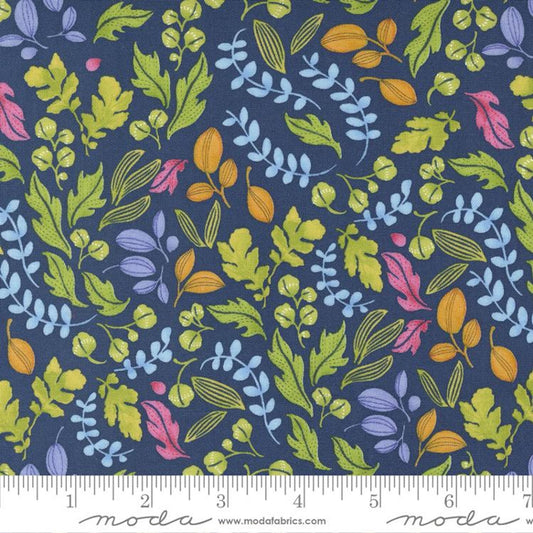 Wild Blossoms- Navy Leafy World