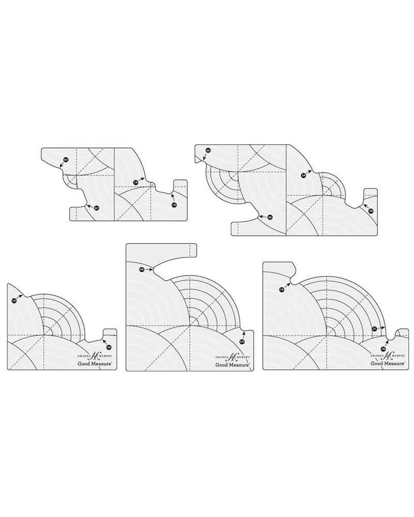 Good Measure- Longarm Quilting Template, Baptist Fan: 5pc Set